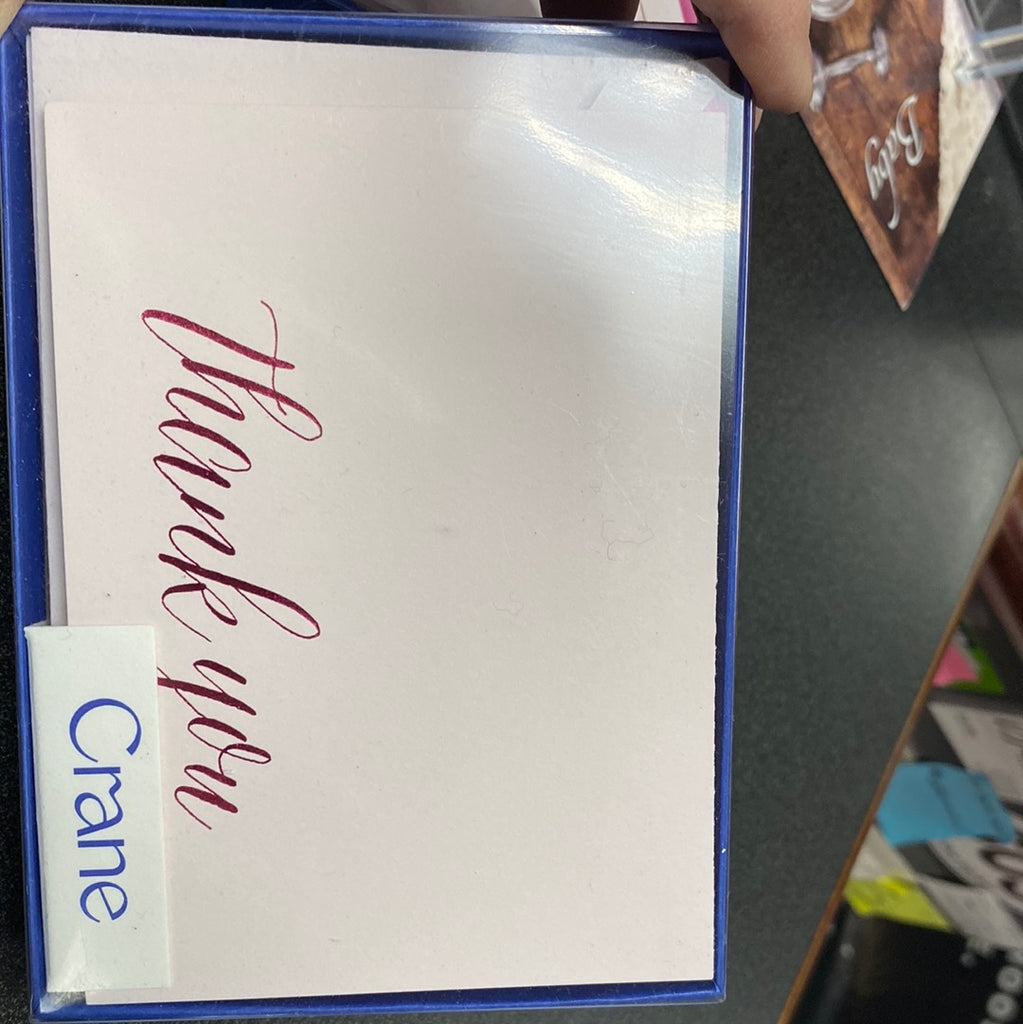 CRANE BOXED THANK YOU FOLDOVER NOTES-CCO-LIGHT PINK/RASPBERRY WITH FOIL IMPRESSTHANK YOU