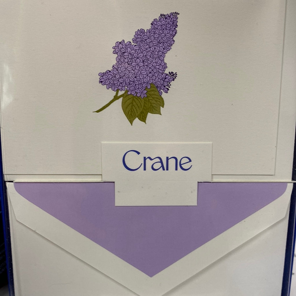 CRANE BOXED LILAC ENGRAVED NOTE CARD-