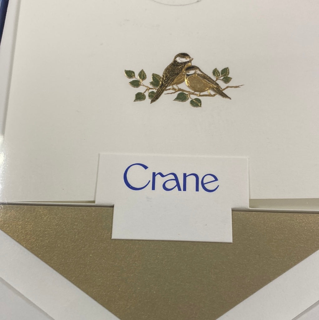 CRANE BOXED LOVEBIRD ENGRAVED NOTE CARD-