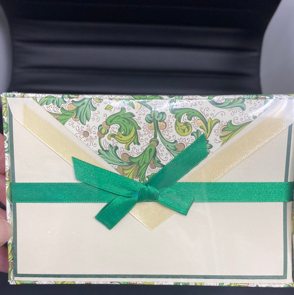 BOXED CLASSICA ITALIANA NOTE CARDS - OCM- DARK GREEN BORDER