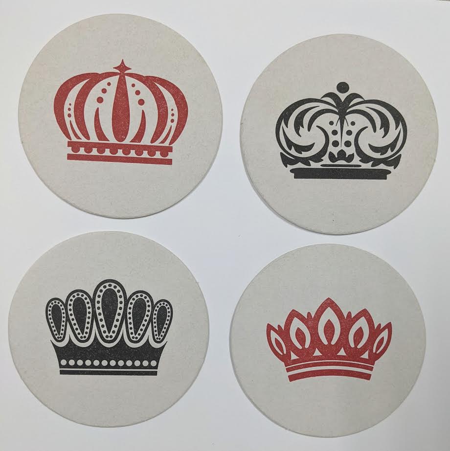 COASTERS - HP -  CHECKERS SMALL BOX OF 16 LETTERPRESSED