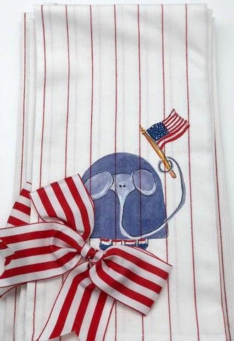 KITCHEN TOWEL - DBB - ELEPHANT WITH FLAG AND BOW