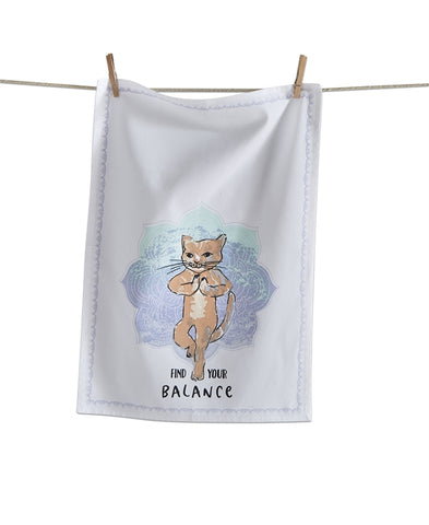 DISH TOWEL - TAG- FIND YOUR BALANCE CAT