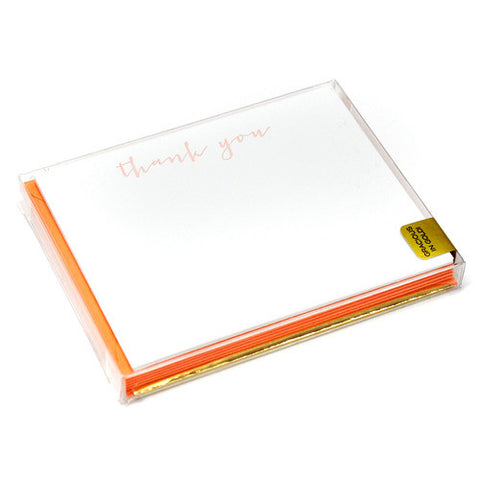 BOXED NOTE CARDS  - HP - GRACIOUS IN GOLD PEACH THANK YOU  SET OF 6