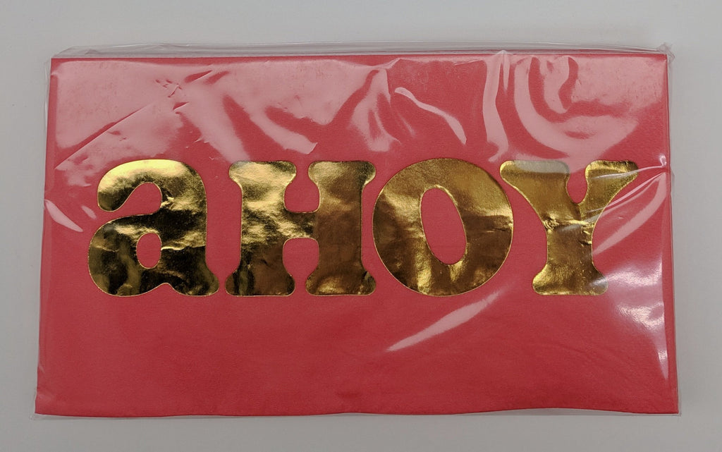 GUEST TOWELS - SL - RED WITH GOLD FOIL "AHOY"