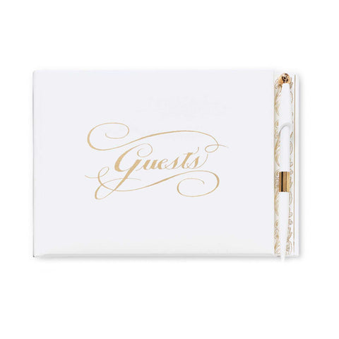 GUEST BOOK - CRG - WHITE WITH GOLD OR SILVER FOIL LARGE