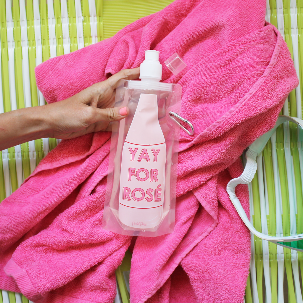 HYDRATION PLASTIC POUCH - PPTD - “YAY FOR ROSE “ PLASTIC POUCH WITH CLIP