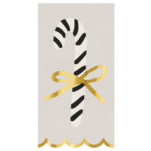 Ceramic Guest Napkin Tray + Napkins - Candy Cane: Ceramic/Paper/Velvet Ribbon / Tray: 8.75" L x 5.25" W x 1.5" D, Napkin: 7.75" L x 4.25" W