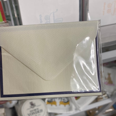 MINI NOTE CARDS - OCM - WHITE LAID WITH FUCHSIA BORDER