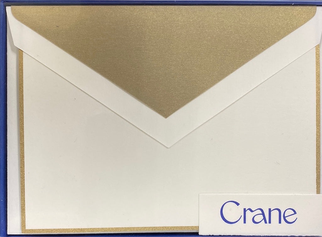 CRANE BOXED NOTE CARDS - CCO - GOLD BORDER FOLDOVER