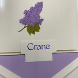 CRANE BOXED LILAC ENGRAVED NOTE CARD-