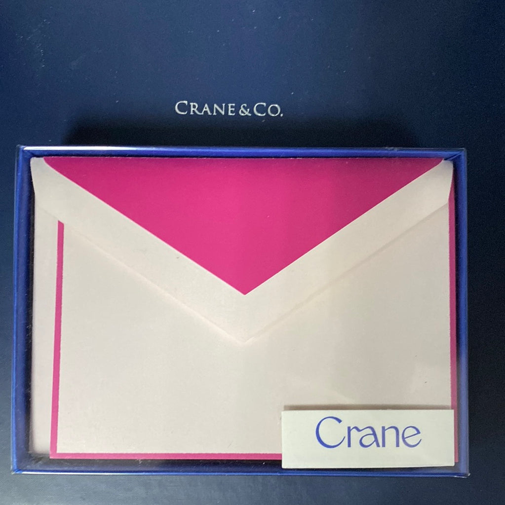 CRANE BOXED NOTECARDS-CCO-LIGHT PINK/RASPBERRY FOLDOVER
