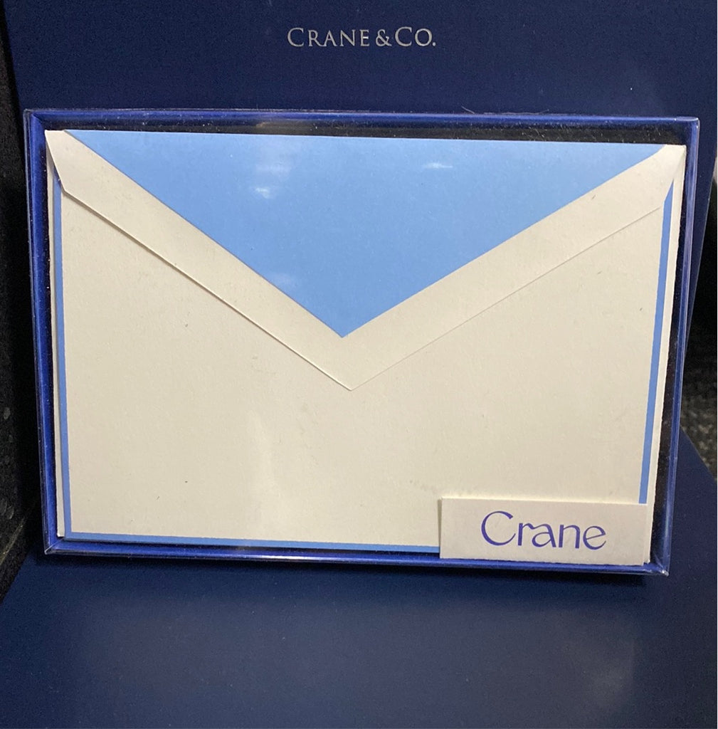 BOXED CRANE NOTE CARDS - CCO - NEWPORT BLUE BORDERED