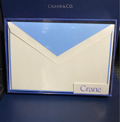 BOXED CRANE NOTE CARDS - CCO - NEWPORT BLUE BORDERED