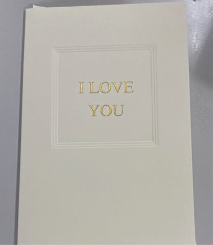 HAND ENGRAVED I LOVE YOU  CARD-OCM-GOLD LINED ENVELOPE