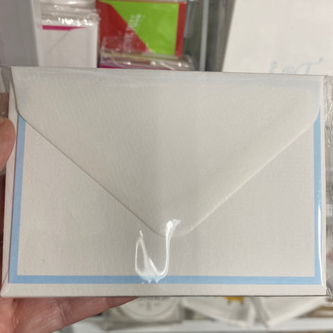 MINI NOTE CARDS - OCM - WHITE LAID WITH ICE BLUE