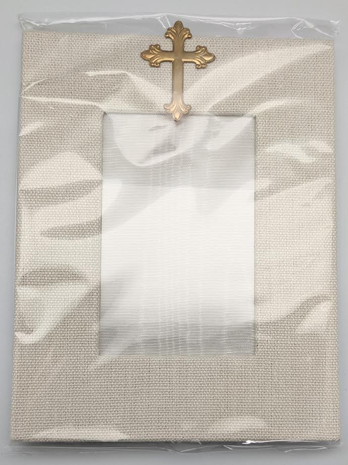 PICTURE FRAME - JS - GOLD CROSS IVORY