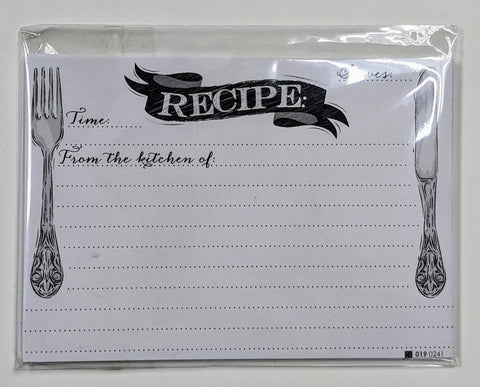 RECIPE CARDS - RAB - BLACK AND WHITE SET OF 10