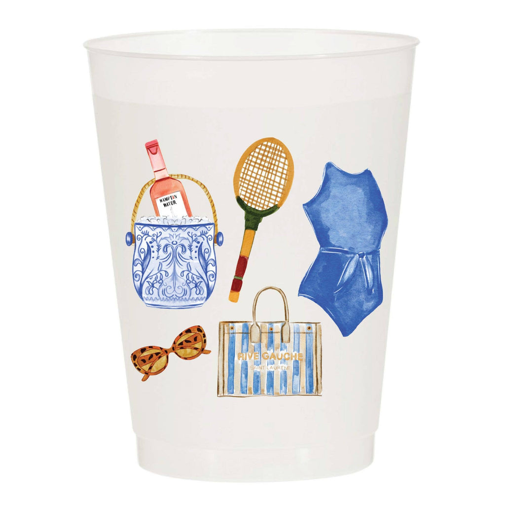 Hampton Vibes Summer Racket Beach - Set of 10 Reusable Cups