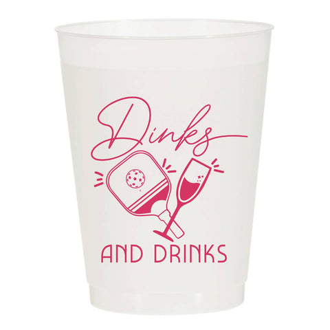“Dinks and Drinks Pink” Racket Pickleball Frosted - Sports