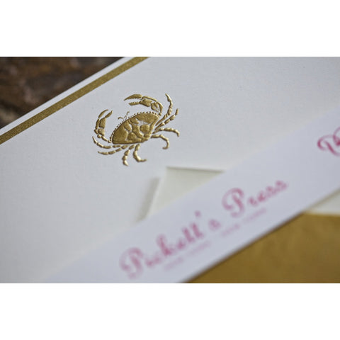 BOXED NOTE CARDS - PP - GOLDEN CRAB ENGRAVED SET OF 10