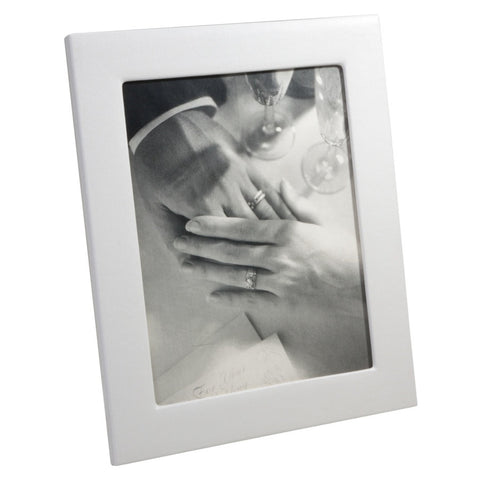 PICTURE FRAME - GI - WHITE VERTICAL NAPPA COWHIDE 8x10  LEATHER