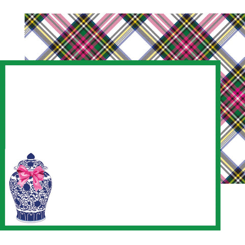 Ginger Jar with Pink Bow Flat Notecards