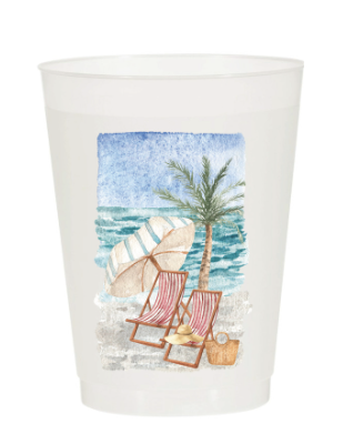 Watercolor Beach Frosted Cups- Summer