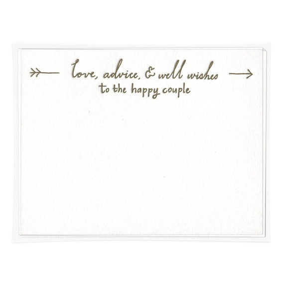 Set of 10 Letter-pressed WEDDING ADVICE CARDS - IMP - LOVE, ADVICE & WELL WISHS TO THE HAPPY COUPLE SET OF 10