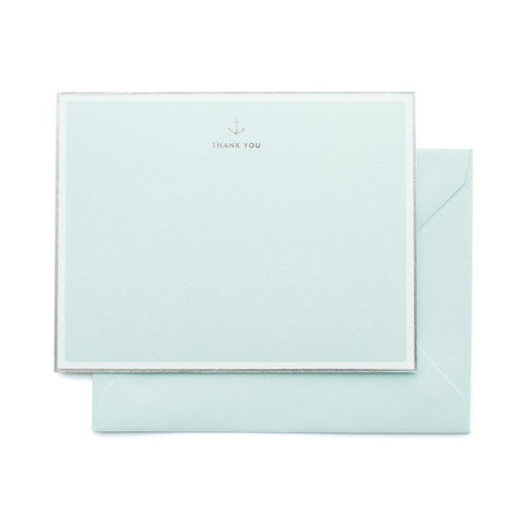 BOXED NOTE CARDS - SP - PALE AQUA FOIL ANCHOR