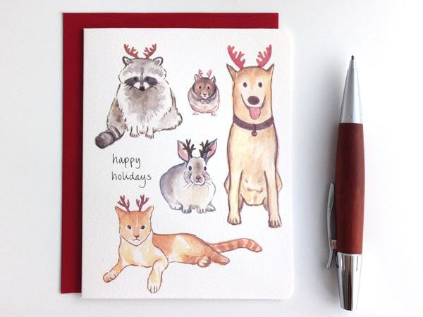 CARD - GOT- ASST. CHRISTMAS ANIMALS WITH ANTLERS