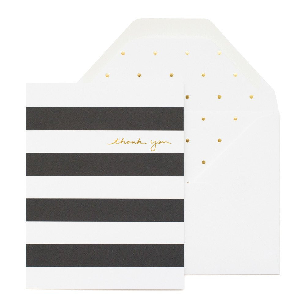 BOXED NOTES CARDS - SP - BLACK STRIPED THANK YOU NOTES