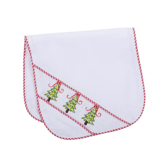BABY BURP CLOTH - MSC - EMBROIDERED CHRISTMAS TREES FOR BOY OR GIRL