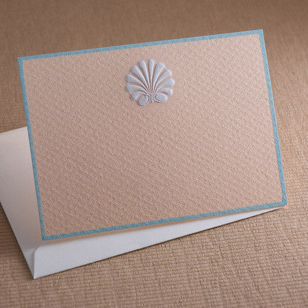 ENCLOSURE CARDS - TP - WHITE SHELL ON PEACH ENGRAVED