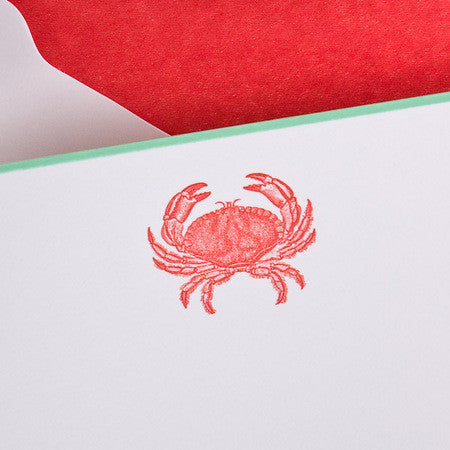 NOTE CARDS ENGRAVED - TP - RED CRAB