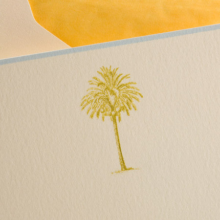 BOXED NOTE CARDS- TP- PALM TREE ENGRAVED