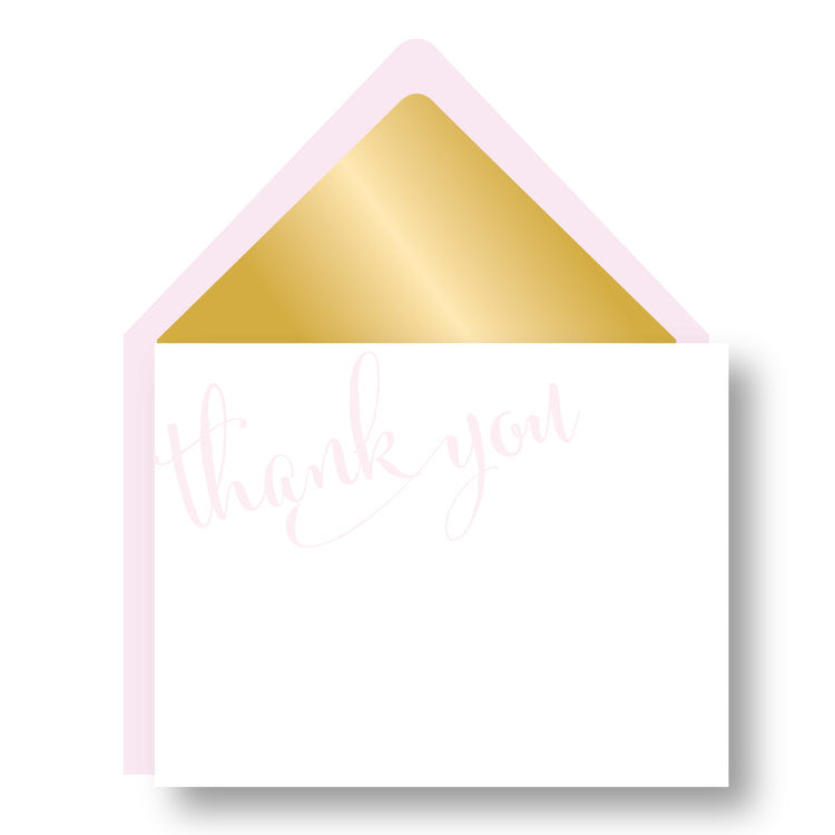 BOXED NOTECARDS - HP - GOLD LINED BLUSH THANK YOU CARDS SET OF 6