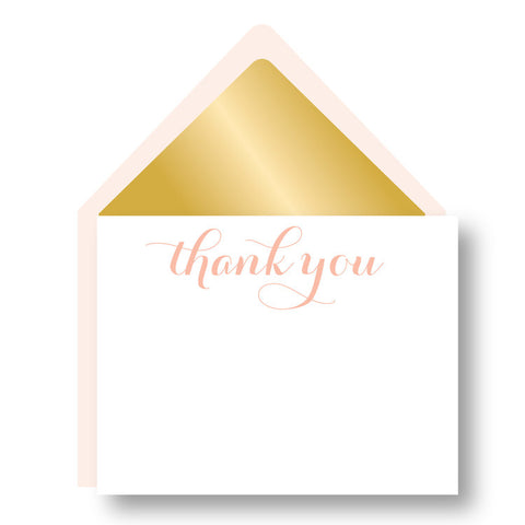 BOXED NOTECARDS - HP - GOLD LINED BLUSH THANK YOU CARDS