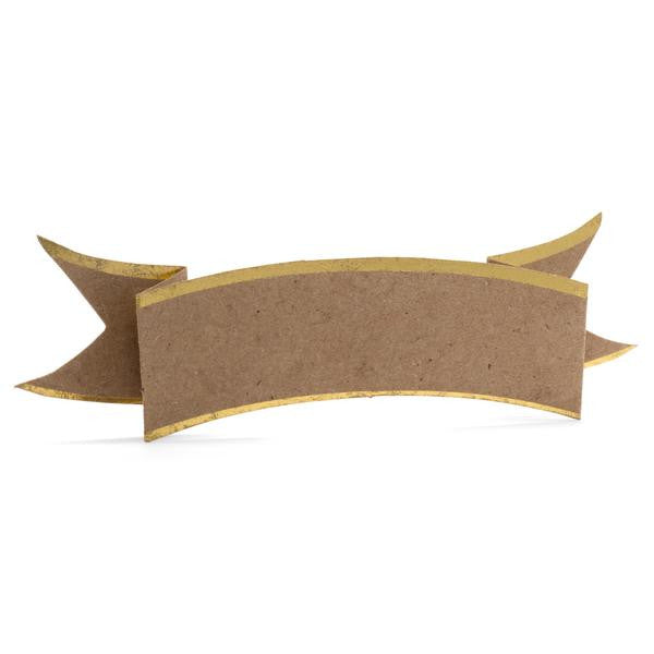 PLACE CARDS - KA - KRAFT BANNER WITH GOLD EDGE SET OF 6