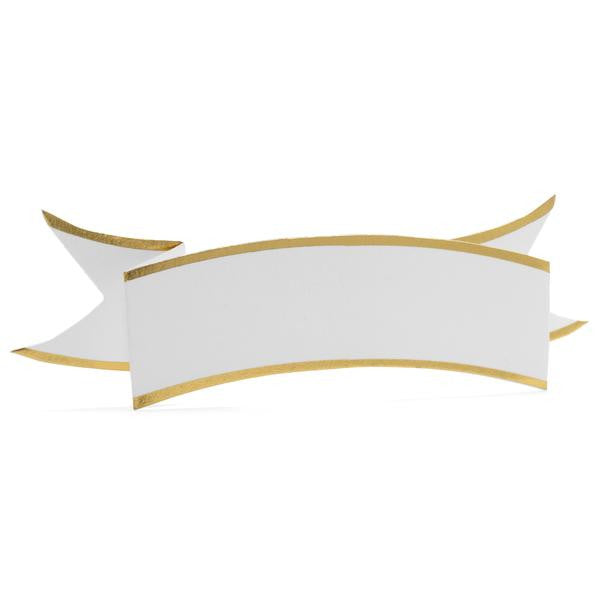 PLACE CARDS - KA - CREAM BANNER WITH GOLD SET OF 6