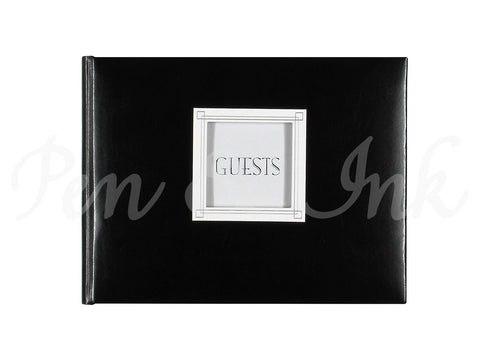 GUEST BOOK - CRG -  BLACK FAUX LEATHER WITH PICTURE INSERT