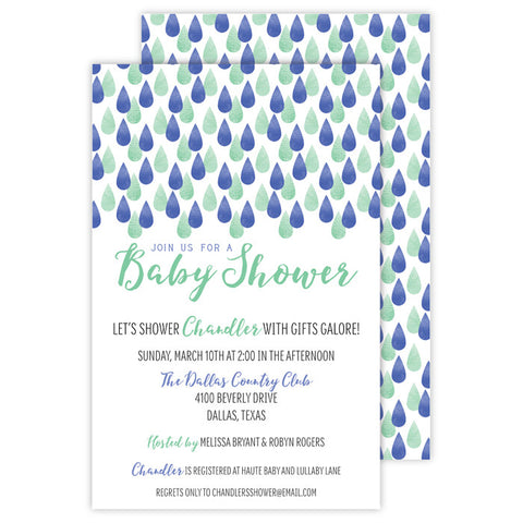 BOXED IMPRINTABLE INVITATION- RAB- BABY SHOWER DROPS