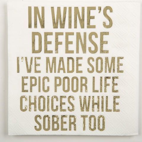 NAPKINS - DTHY - “IN WINE'S DEFENSE .....” FOIL