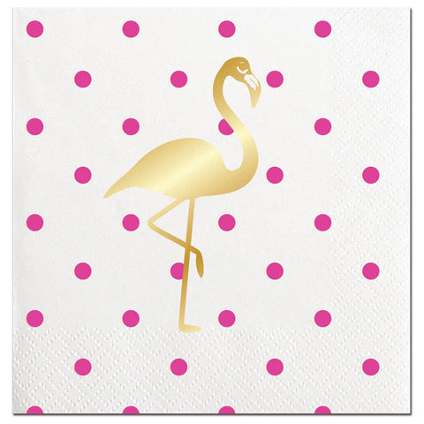 NAPKINS - SL - GOLD FOIL FLAMINGO