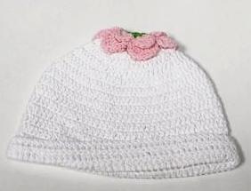 CROCHET HAT - DBB - FLOWER WITH GREEN CENTER