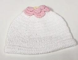 CROCHET HAT -DBB - FLOWER WITH YELLOW CENTER