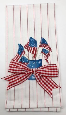 KITCHEN TOWEL - DBB - AMERICAN FLAGS WITH BOW