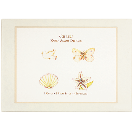 BOXED NOTE CARDS - KA -  GREEN