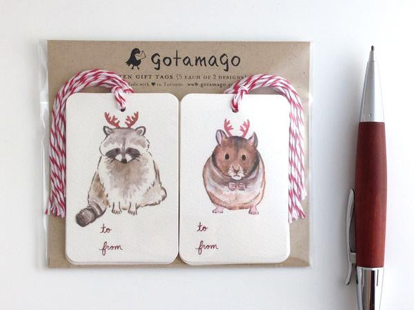 GIFT TAGS - GTM - HOLIDAY ANIMAL SET OF 10