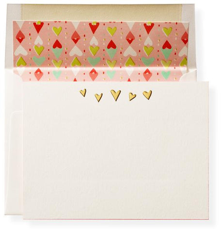 BOXED NOTE CARDS - KA - EMBOSSED GOLD HEARTS